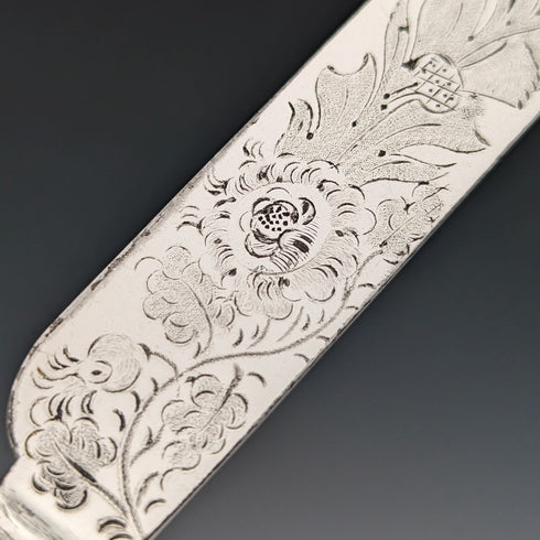 Circa 1860 British antique silver handle cutlery, 4 pairs, Harrison Brothers & Howson